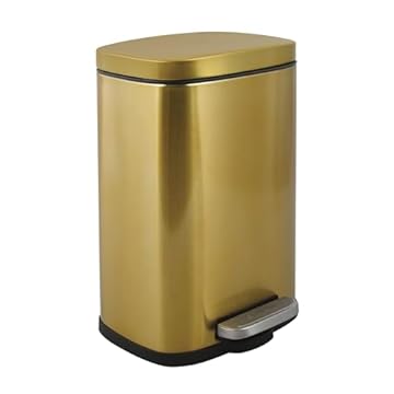 Spirella - AKIRA Stainless Steel Bathroom Pedal Bin - Soft Close, Anti-Fingerprint Coating - 21.3 x 17.5 x 30 cm - 5L - Shiny Gold