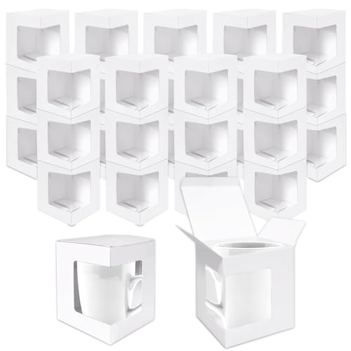 SENONAPO Paquete de 80 cajas de tazas para regalos, tazas de café, cajas de regalo para envío, caja de regalo transparente para copas de vino, caja de regalo de sublimación, caja de embalaje para