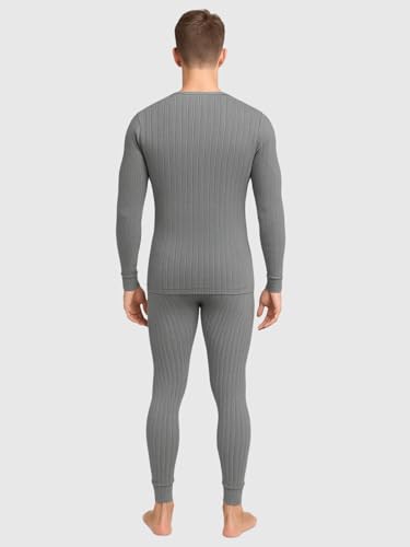 Image of Lux Cozi HEATEK Men's Round Neck Full Sleeve Skin Friendly Winter Wear Thermal Top and Bottom Set | Thermal Set for Men | Style 333