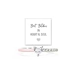 Best BiChes Rings, Matching Half Enamel Heart-Cut Rings Self Love Ring Silver pink Heart Adjustable Rings For Women Best Friends Jewelry Gifts (Pink)