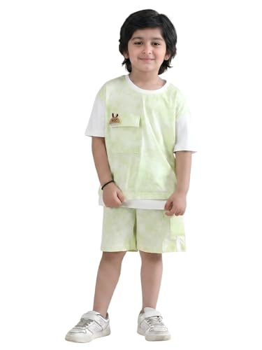 Image of POLKA TOTS 100% Pure Cotton T-Shirt and Shorts Combo For Boys | Summer Dress & Beach Wear for Boys and Toddlers | Breathable Premium Fabric Co-Ord Set Kids | Relaxed Fit Casual Summer Outfit for Kids