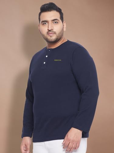 Image of Bigbanana Plus Size Men's Regular Fit Solid Henley Tshirt