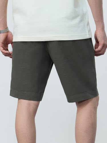 Image of The Souled Store Chino Shorts: Men and Boys Buttoned Solid Regular Fit Knee Length Cotton Blend Chino Shorts