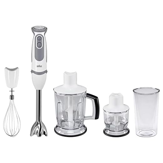 Braun Minipimer 5245 - Batidora de mano, 1000 W, 21 velocidades, y función turbo, anti-salpicuduras, 4 accesorios (varillas, mini-picadora 350ml, batidora de vaso de 1.25L, vaso medidor 600ml) Blanco