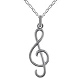 musicians place baxley ga Breite des Anhängers: 10 mm Set mit Anhänger Notenschlüssel aus Sterling-Silber 925 + Kette 50 cm aus Sterling-Silber 925 – Unisex
