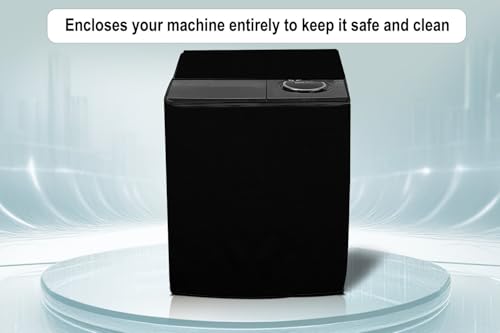 Image of Stylista Waterproof and Dustproof Polyester Washing Machine Cover Compatible for Godrej 7 Kg Semi-Automatic Top Loading WS EDGE CLS 70 5.0 PN2 GPGR, Black