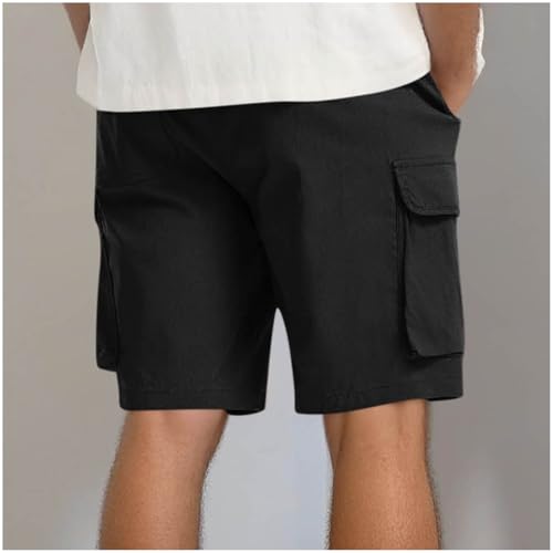 Image of Men's Cargo Sweat Shorts Casual Drawstring Elastic Waist Athletic Workout Gym Jogger Shorts with Multi Pockets