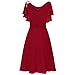 Produktbild Damen formelle Hochzeit Brautjungfer hohe Taille Party Kleid Ballkleid Kleid Schulterfrei Solide Gr. L, rot