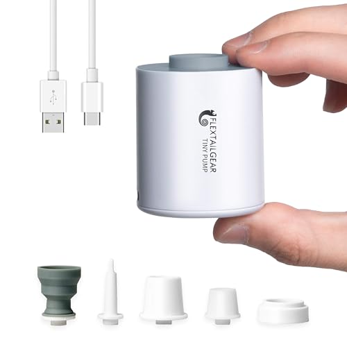 FLEXTAILGEAR Tiny Pump, Portable Electric Air Pump, Vacuum Pump, Powerful In/Deflate, 5 Multiple Nozzles, Pool Floats Air Bed, Air Mattress, Swimming Ring, Vacuum Storage Bags