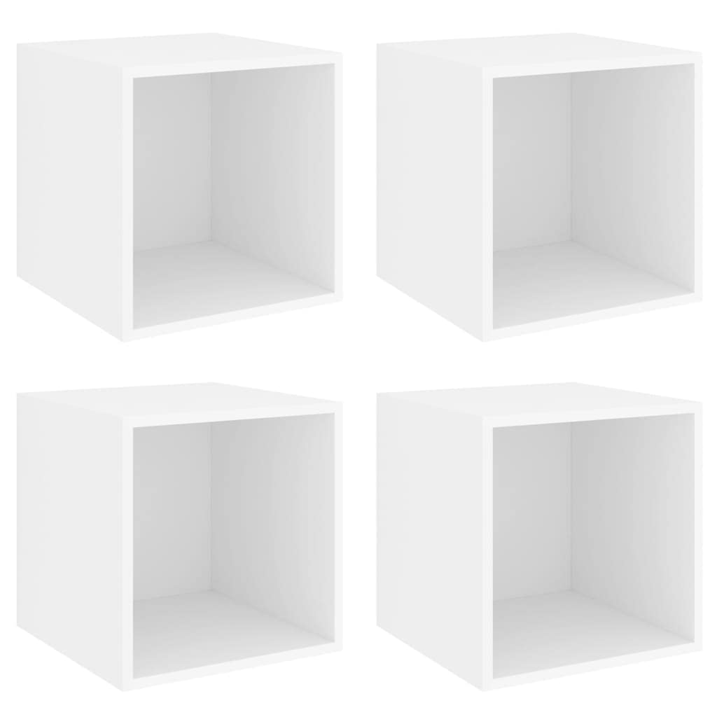 Armoire murale blanche moderne lot de 4 cubes pour optimiser un petit salon