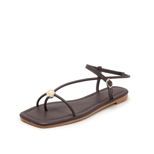 Strappy Flat Sandals for Women Open Square Toe Silver Ball Thong Sandal Summer Dressy Beach Flip Flop Slides4