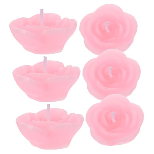 HOLIDYOYO Velas Flotantes De Flores Rosa 6 Piezas De Cera De Sin Humo Para Decoración Del Hogar, Bodas y Fiestas Ambiente Romántico