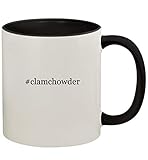 #clamchowder - 11oz Ceramic Colored Handle and Inside Coffee Mug Cup, Black