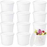 12 Pcs 1 Gallon Ice Cream Buckets with Lids 135 oz Round Plastic Food Storage Containers Cocktail Rum Bucket for Drinks Freezer Safe Ice Cream Tubs for Deli Soup Meal Flour(Light Color)