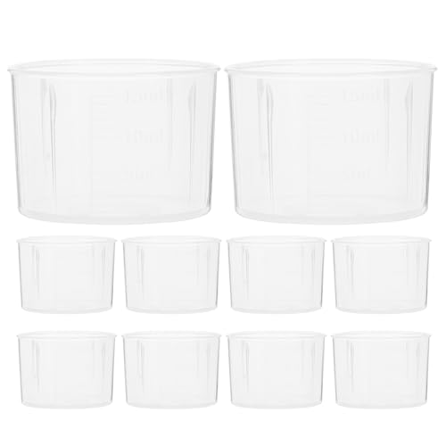 NUOBESTY 10 Stück 15 ml Messbecher Kunststoff Transparenter Labor und Küchen Messbecher mit Präziser Skalierung Kompakter Flüssigkeitsbecher für Medizin und Mischungen Wiederverwendbar