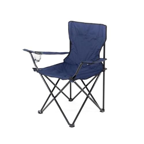 Cadeira Dobrável Em Aço Camping Para Pesca Porta Copos (Azul)