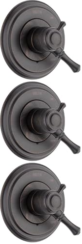 Image of Delta Faucet Cassidy 17 Series Dual-Function Shower Handle Valve Trim Kit, Venetian Bronze T17097-RB (Valve Not Included) (Pack of 3)
