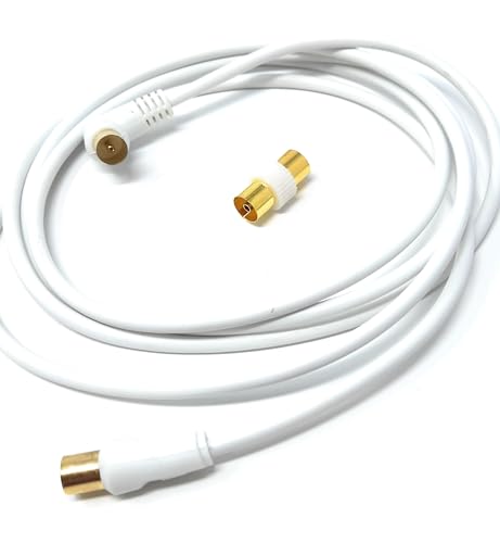DRUT 2m TV RF Right Angle Male to Male Aerial Antenna Coaxial Cable With Female to Female Coupler Gold Connectors 75 ohm - Image 4