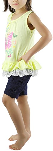 Image of ToBeInStyle Girl's Two Piece Summer Set Cute Tee Top and Matching Shorts Adorable Outfit