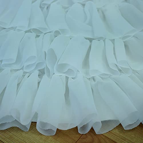 Parfair Dessin White Chiffon Ruffle Christmas Tree Skirt With Zipper Closure, 48 Inches 5-Layer Rustic Farmhouse Christmas Ornaments For Holiday Party Decorations - 48" White #TOP5