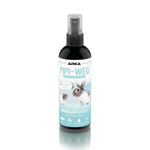 ARKA Small animal cage cleaner PIPI-Weg Spray 100ml enzym remover for urine faeces & pet odours for rabbit hutches guinea pig cages & bedding natural safe & deep cleaning