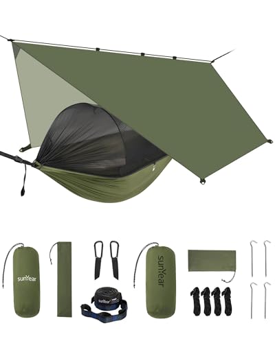 Image of Sunyear Camping Hammock with Spacious Net, Single /Double,Outdoor&Indoor