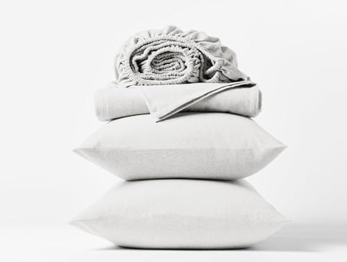 Coyuchi Cloud Brushed Organic Flannel Sheet Set, Alpine White (California King)