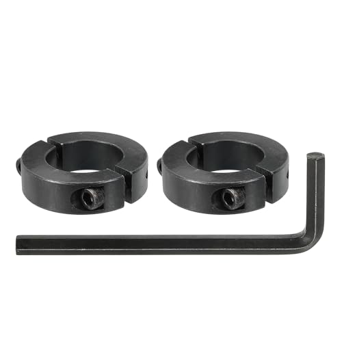 MECCANIXITY Bore 32 mm Double Split Shaft Collar 54 mm OD 15 mm Thickness Carbon Steel Locking Collar Clamp Style with Set Screw & Hex Wrench for Machine Tools Industry (Black, Pack of 2)