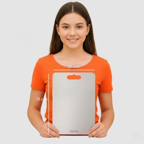 Image of Stainless Steel Vegetable Chopping Board - Heavy Duty Cutting Board for Vegi, Fruits & Meat | Rust-Proof, Durable & Hygienic Kitchen Board (Size S - 31 x 20.5 cm)