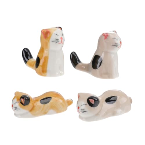 MUELODSIC 4個 和風セラミック箸置き 猫デザイン カトラリーレスト 食卓用 キッチンオーガナイザー ホーム レストラン 適用