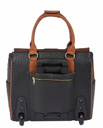 Image of JKM & Company Rolling Laptop Bag for Women | Designer Wheeled Briefcase | Fits 13-17 inch Laptops | Office Travel Computer Case (Ostrich)