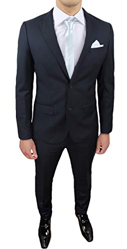 abito completo uomo Evoga Abito Completo Uomo Sartoriale Class Elegante Vestito Smoking Formale Cerimonia (62, Nero)