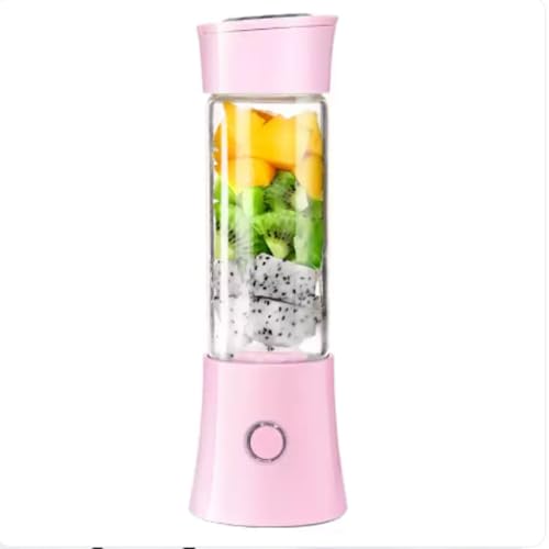 Szklany przenośny blender 6 ostrzy przenośna sokowirówka potężna elektryczna sokowirówka USB do kuchni biura podróży siłowni (bladoczerwony)