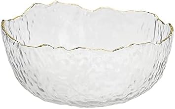 VISMII Mixing Bowls Glass Iceberg Clear Salad Bowl 5 INCH Handcrafted Shine, Salad Bowl Sets, Bowl, Kitchen Accessories Items, Serving Bowl, Snack & Soup, Mixing Bowl Dining Table - 2 pc, Clear.