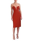 BCBGMAXAZRIA Women's Strapless Midi Sweetheart Cocktail Dress, Ochre red, 6 - Image 1