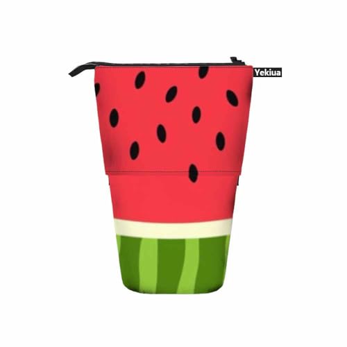 Image of Swono Watermelon Slices Pencil Holder Seeds Skin Texture Stand Up Pencil Case Organizer Pencil Pouch Makeup Bag Gift Red