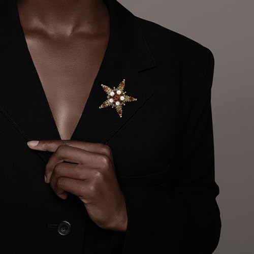 Image of Crystal Flower Brooch Pins for Women Elegant Enamel Rhinestone Floral Brooches Pin Fashion Jewelry for Party Dance Wedding Banquet Brooch for Women Gift