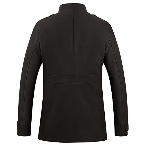 Image of WULFUL Men's Wool Blend Winter Coat Slim Fit Short Trenchcoat Warm Business Jacket with Detachable Soft Wool Scarf
