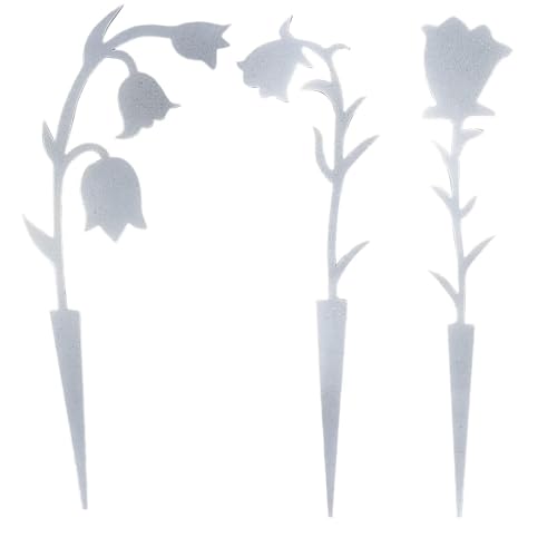 LOVIVER 3X Maiglöckchenstecker Blumenstecker Deko Metall Kleine Gartenstecker für Pflanzen für Rasen Blumentopf Hof Indoor Outdoor, Weiß