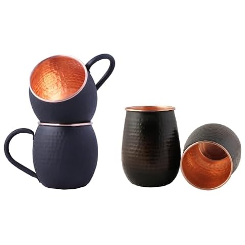 STAGLIFE Moscow Mule Copper Mugs for Men, 16 Oz [Set of 2] + 20 Oz [Set of 2] Cover