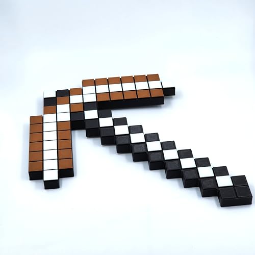 Image of 3D Printed Pixelated Pickaxe Toy | Block-Style Roleplay Prop | PLA Plastic | Safe & Durable Cosplay Accessory for Kids & Game Fans