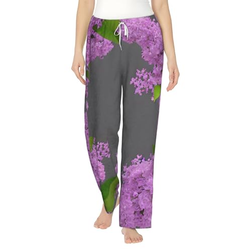 Pantalon de pyjama femme chaud fini les nuits froides avec le motif lilas