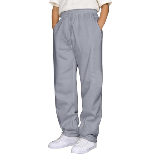 Boys Sweatpants Fleece Wide Leg Open Bottom Sweat Pants Elastic Waist Baggy Sweatpants Casual Athletic Joggers 3 Pack2