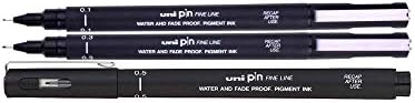 UNI-BALL PIN DRAWING PEN FINELINER ULTRA FINE LINE MARKER 0.3mm BLACK Ink - [Pack of 3]