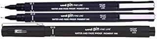 UNI-BALL PIN DRAWING PEN FINELINER ULTRA FINE LINE MARKER 0.3mm BLACK Ink - [Pack of 3]