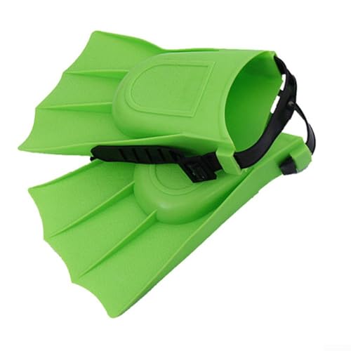 Aletas de natación ajustables para niños, talón abierto, diseño de PVC, parte inferior antideslizante, forma aerodinámica, varios colores, 14-185 cm, para esnórquel y buceo en piscina (verde)