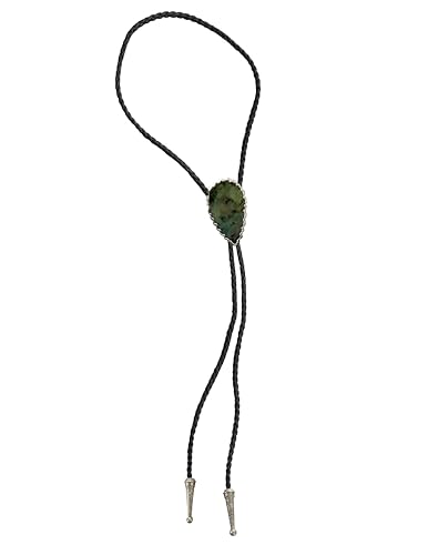 Image of Daisy Del Sol Bolo Tie Turquoise Stone Braided Vegan Faux Leather Silver Tips Handmade Necklace Adjustable Boho Western Jewelry