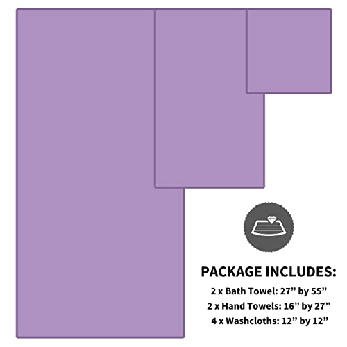 Cosy Family Microfiber 8-Piece Towel Set, 2 Bath Towels, 2 Hand Towels, and 4 Wash Cloths, Ultra Soft Highly Absorbent Towels for Bathroom, Gym, Hotel, Beach and Spa (Lavender)