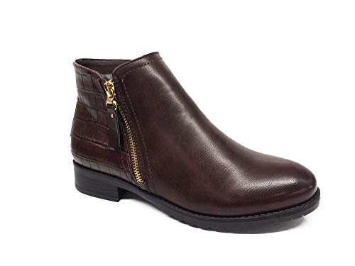 Image of IVACHY Women Ankle Boots, Low Heel with Zip Boots, Ladies Fashion Winter Boots Size UK 3-8 Brown