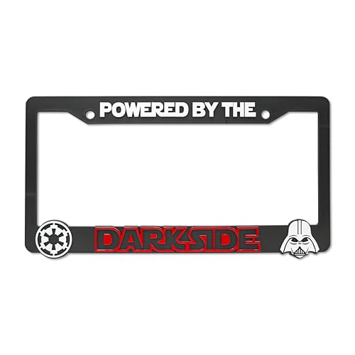LP Frameworks Powered by The Darkside 3D Raised License Plate Frame | 1 Pack License Plate Cover | Universal US Car Black License Plate Holder | Auto Accessories (Car Truck and SUV)